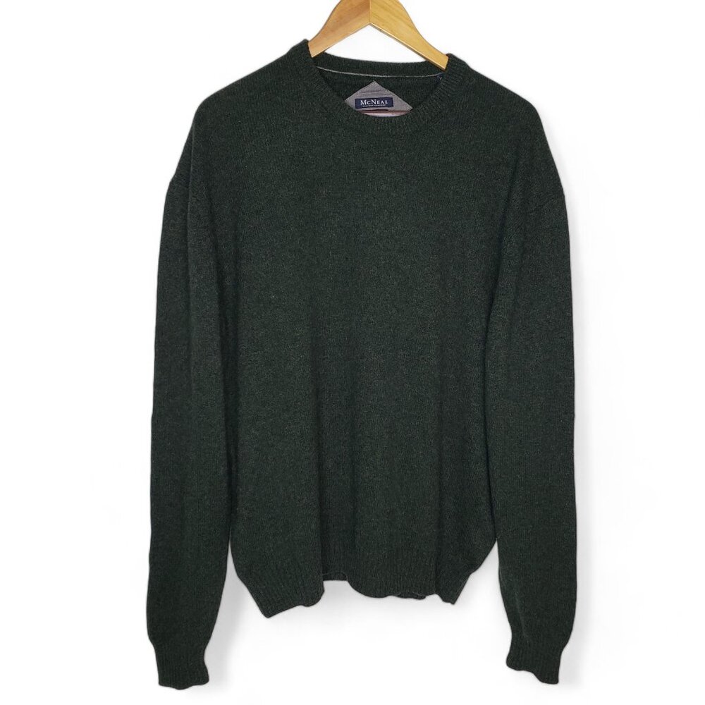 McNeal Pure Lambswool Sweater Men's Tanguy Crew Neck Hunter Green Preppy Fall XL